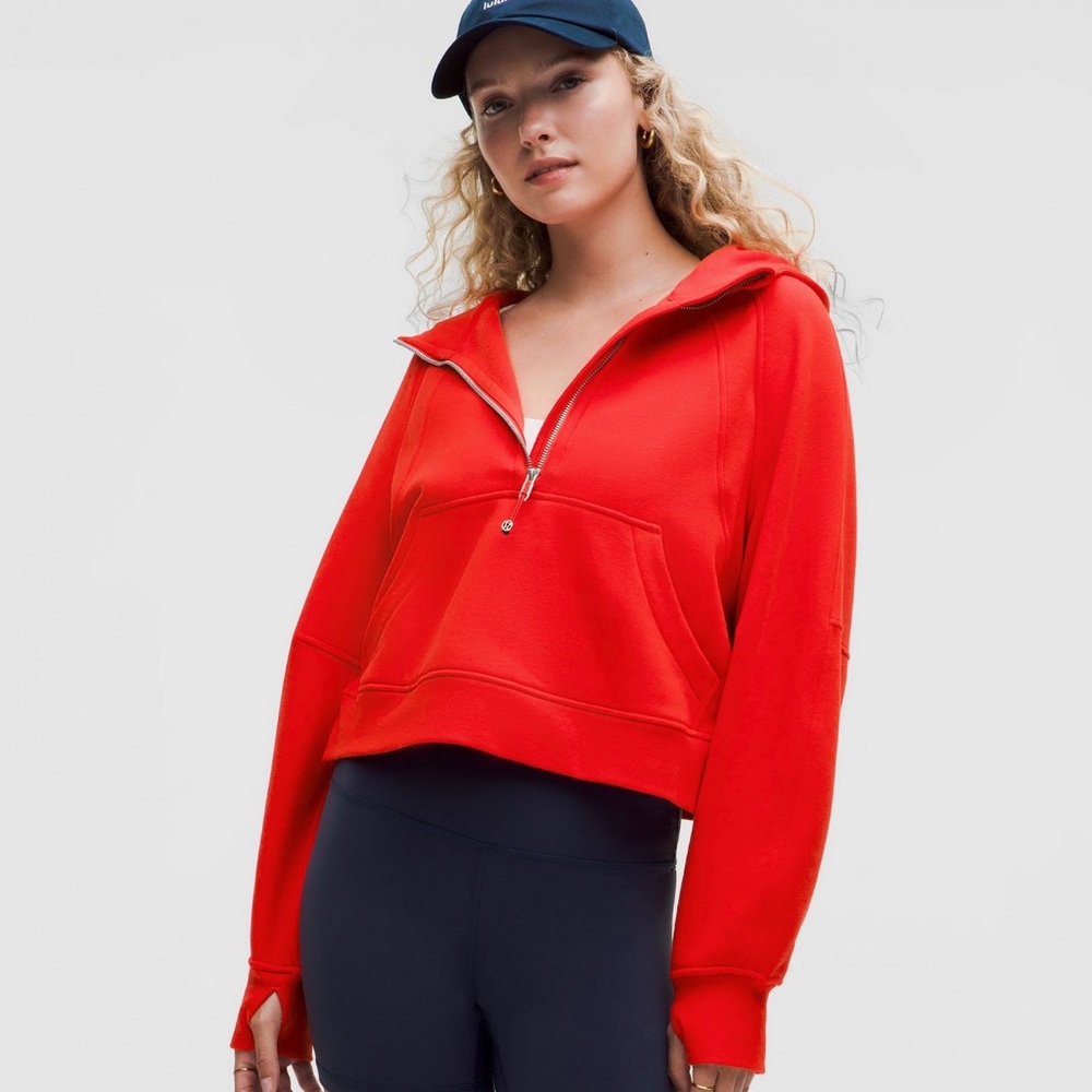 lululemon athletica Red Half-Zip Hooded Sweatshirt